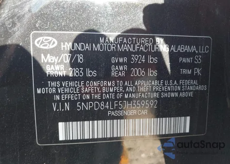 2018 Hyundai Elantra Value Edition from USA, damaged, VIN 5NPD84LF5JH359592